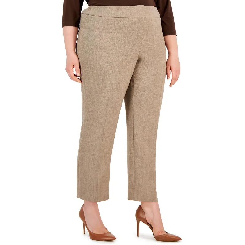Kasper Womens Plus Gathered Slim Leg Ankle Pants Relaxed Fit Trousers