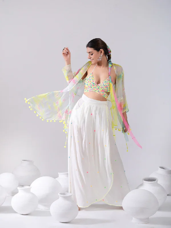 Wrap Choli, Dhoti Skirt & Shrug silk skirt luxurious