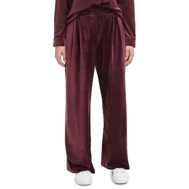 Calvin Klein Womens Plus Velvet High Rise Wide Leg Pants Fashionable Track Pants