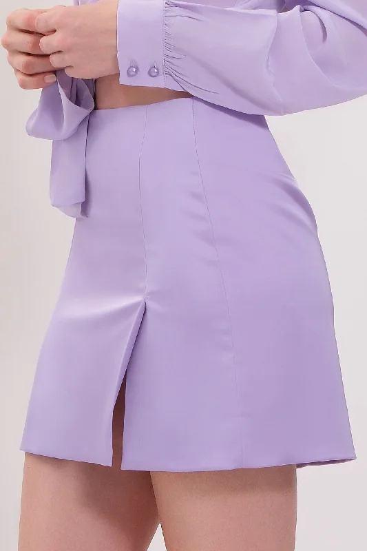JENNY MINI SKIRT SATIN (LIGHT LAVENDER) lightweight skirt design