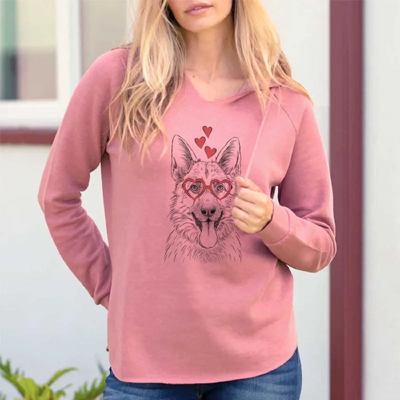 Valentine Grace the German Shepherd - Cali Wave Hooded Sweatshirt Hoodie with Pattern Geometric Abstract Valentine Grace the German Shepherd - Cali Wave Hooded Sweatshirt Hoodie with Pattern Geometric Abstract