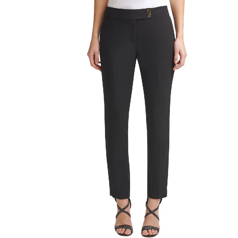DKNY Womens Petites Ankle Mid-Rise Straight Leg Pants Fashionable Track Pants