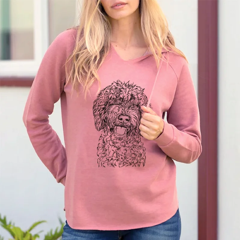 Bare Jack the Chocolate Labradoodle - Cali Wave Hooded Sweatshirt Hoodie with Front Slit Layering Stylish Bare Jack the Chocolate Labradoodle - Cali Wave Hooded Sweatshirt Hoodie with Front Slit Layering Stylish