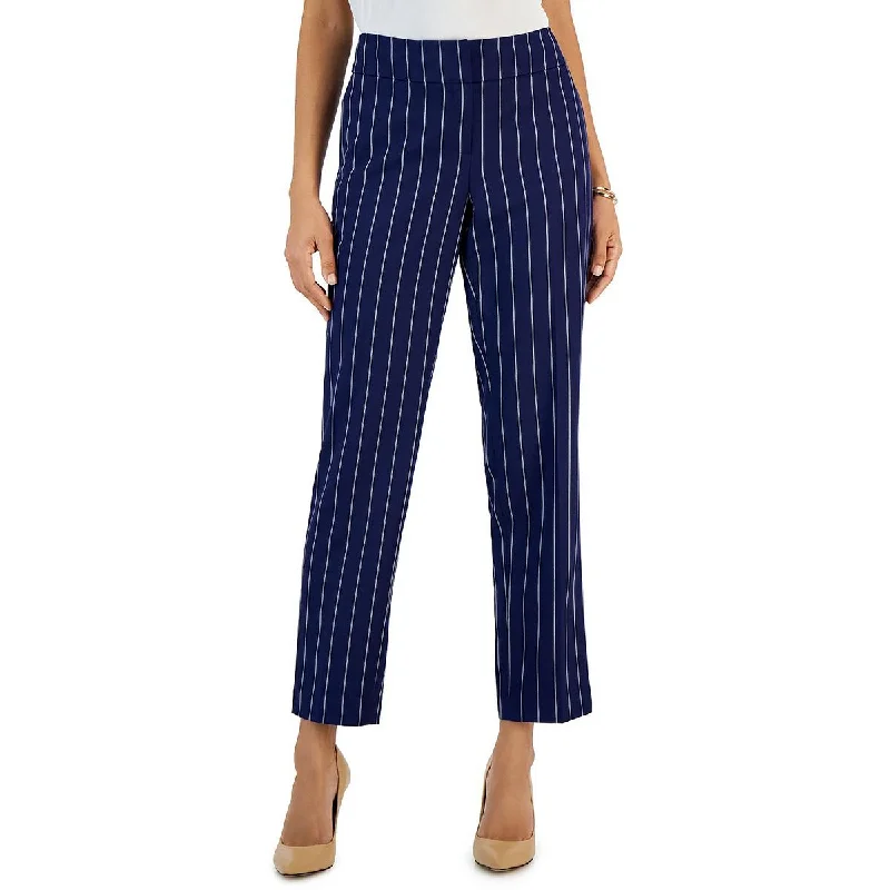 Kasper Womens Woven Striped Straight Leg Pants Classic Flared Pants