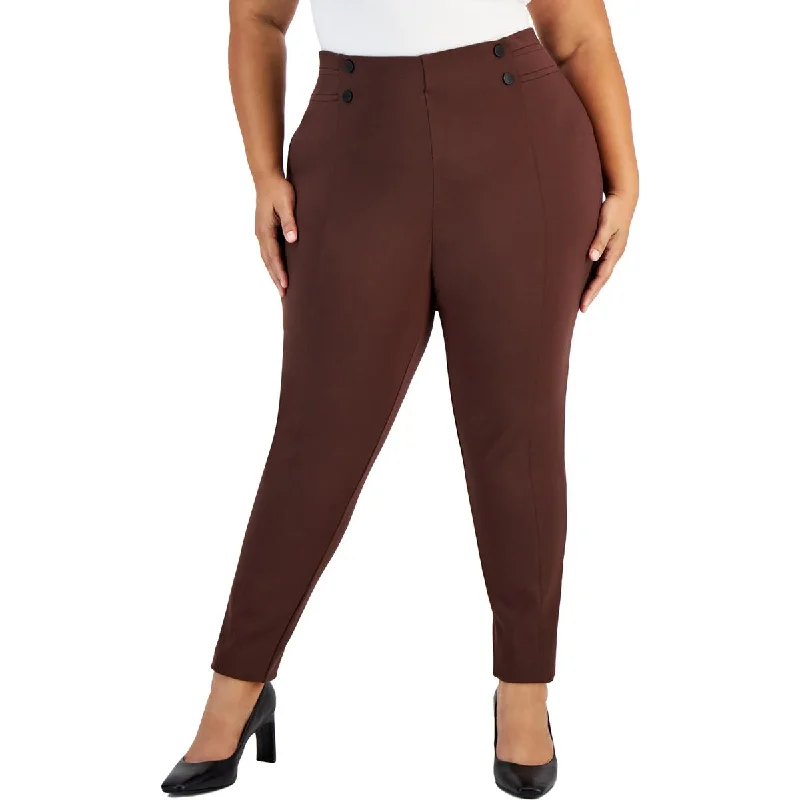 Calvin Klein Womens Knit Pleated Skinny Pants Casual Skinny Fit Pants