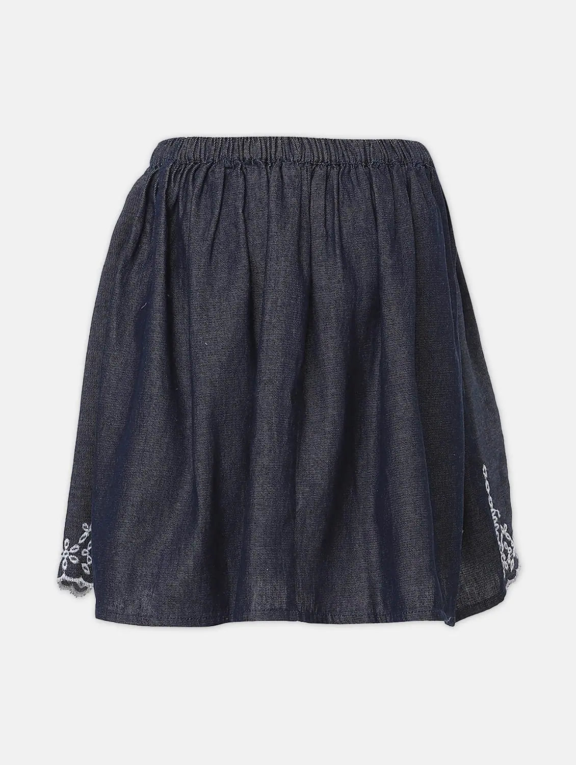 Denim Blue Printed Cotton Meld Girl Skirt vintage skirt charm