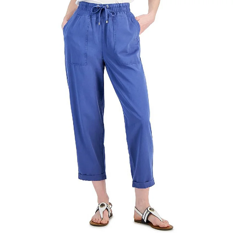 Tommy Hilfiger Womens Cuffed Mid Rise Cargo Pants Cozy Jogger Leggings