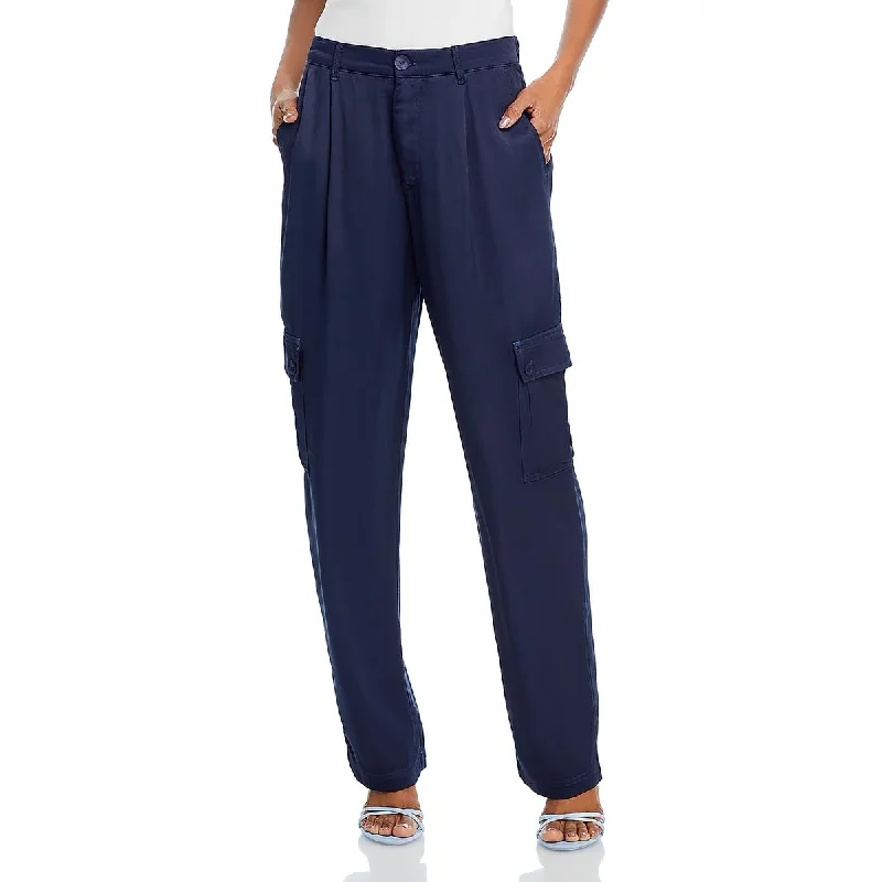 Bella Dahl Womens High Rise Pleated Cargo Pants Stylish Paperbag Waist Pants