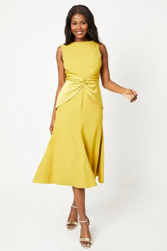 Twist Detail Satin Back Midi Dress Sleeveless Chartreuse Wedding Guest Party Dresses Mother of the Bride Dresse Satin Halter Glamorous Twist Detail Satin Back Midi Dress Sleeveless Chartreuse Wedding Guest Party Dresses Mother of the Bride Dresse Satin Halter Glamorous
