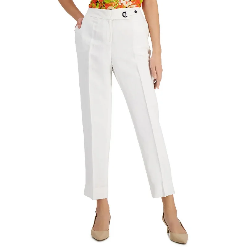Kasper Womens Linen Blend Casual Straight Leg Pants Stretch Fit Pants