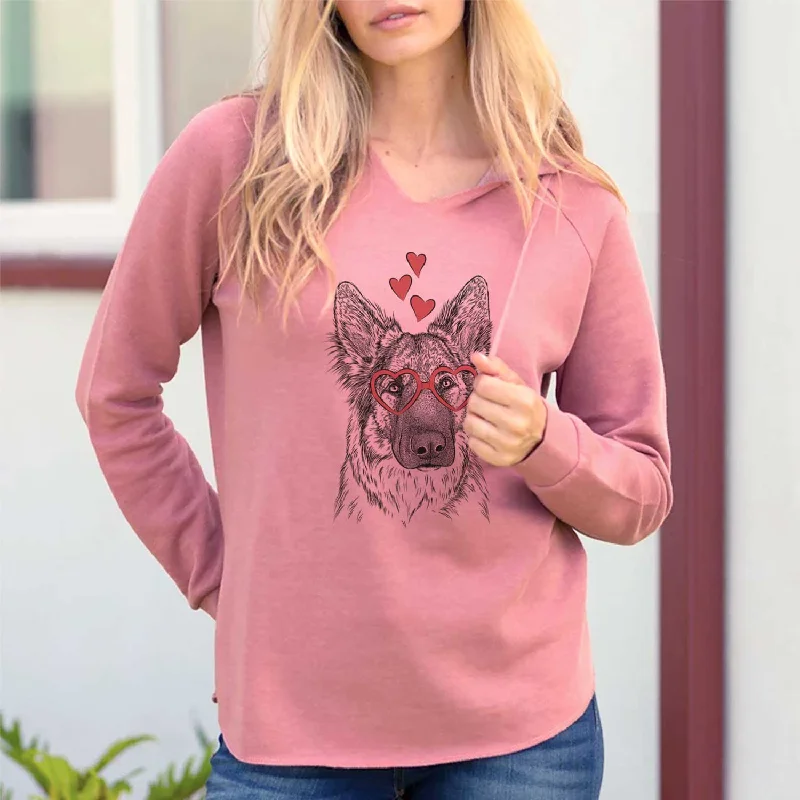 Valentine Geddy the Shiloh Shepherd - Cali Wave Hooded Sweatshirt Hoodie with Applique Textured Unique Valentine Geddy the Shiloh Shepherd - Cali Wave Hooded Sweatshirt Hoodie with Applique Textured Unique