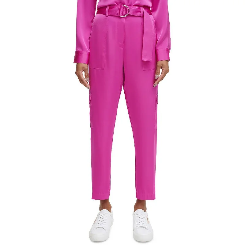 Calvin Klein Womens Belted High Rise Cargo Pants Modern Skinny Pants