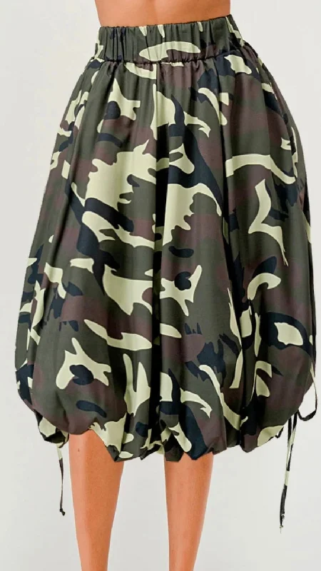 Camo Pop Bubble Skirt leather skirt sleek