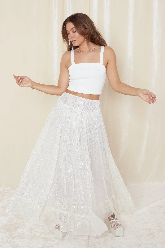 Zella Lurex Maxi Skirt satin skirt smooth