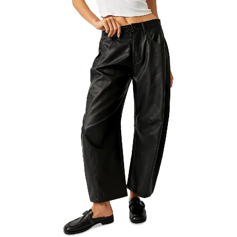 We The Free Womens Lucky You Faux Leather Tapered Wide Leg Pants Elegant Wool Trousers We The Free Womens Lucky You Faux Leather Tapered Wide Leg Pants Elegant Wool Trousers