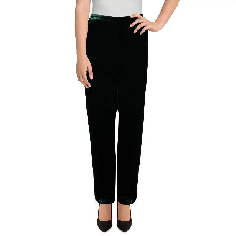 Polo Ralph Lauren Womens Velvet High Rise Straight Leg Pants Soft Sweatpants Style