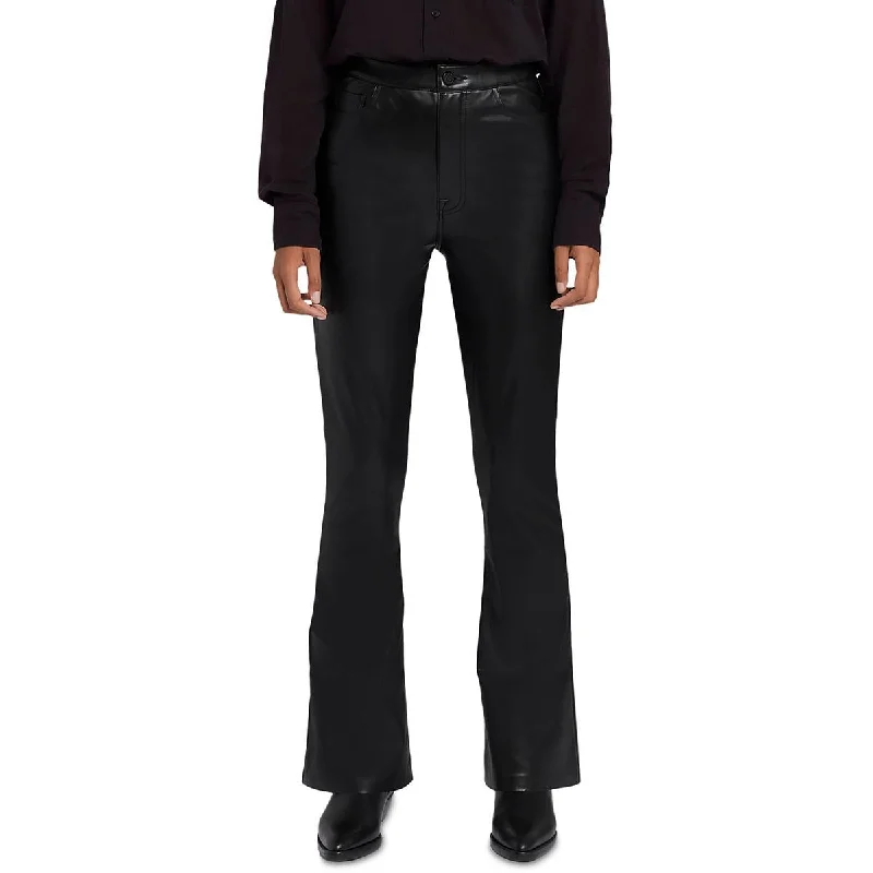7 For All Mankind Womens Faux Leather Skinny Bootcut Pants Chic Wool Trousers