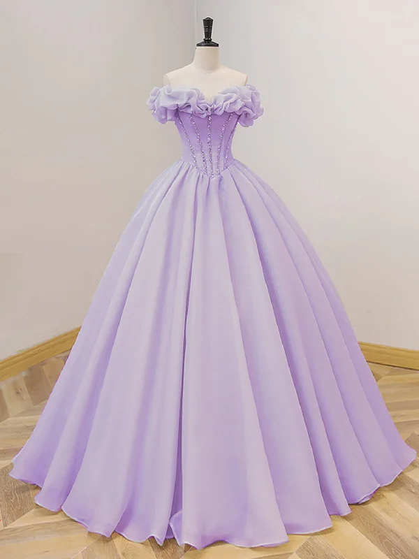 Purple A-Line Off Shoulder Long Prom Dresses, Purple Sweet 16 Dress Tunics Wedding white Purple A-Line Off Shoulder Long Prom Dresses, Purple Sweet 16 Dress Tunics Wedding white
