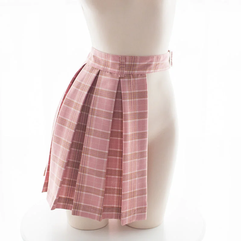 Japanese School Girl  Sexy Kawaii Grid Lingerie Half Skirt leather skirt modern
