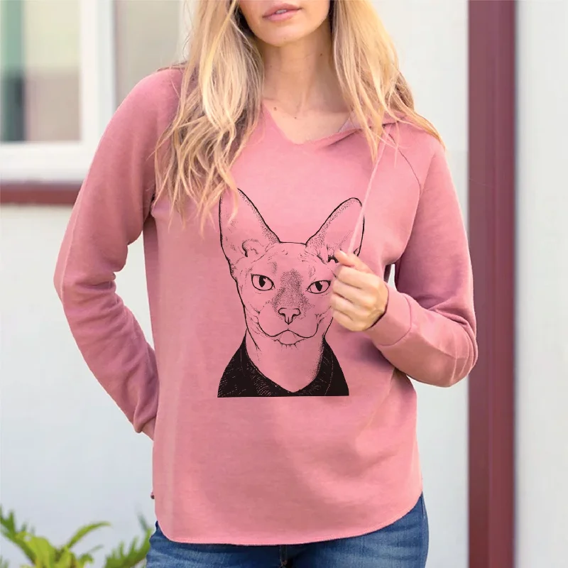 Bare Oliver Watson the Sphynx Cat - Cali Wave Hooded Sweatshirt Hoodie with Applique Textured Unique Bare Oliver Watson the Sphynx Cat - Cali Wave Hooded Sweatshirt Hoodie with Applique Textured Unique