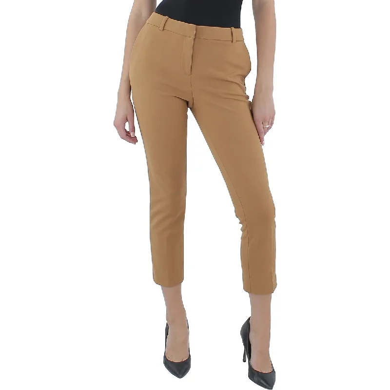 Calvin Klein Womens Petites Cropped Solid Straight Leg Pants Classic Stretch Pants