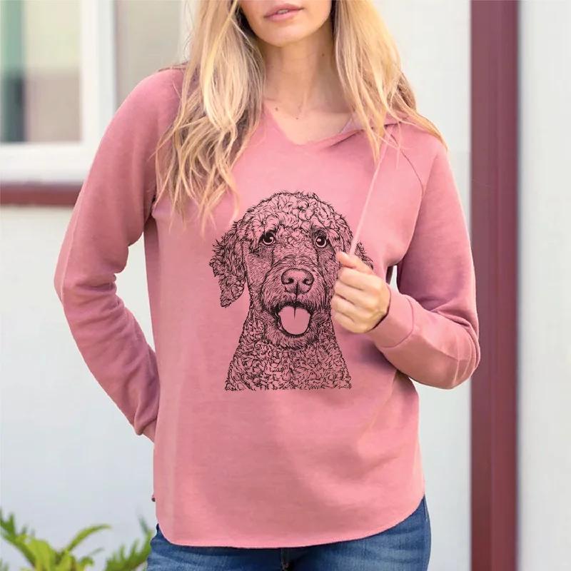 Bare Reina the Spanish Water Dog - Cali Wave Hooded Sweatshirt Hoodie with Thumb Holes Functional Cozy Bare Reina the Spanish Water Dog - Cali Wave Hooded Sweatshirt Hoodie with Thumb Holes Functional Cozy
