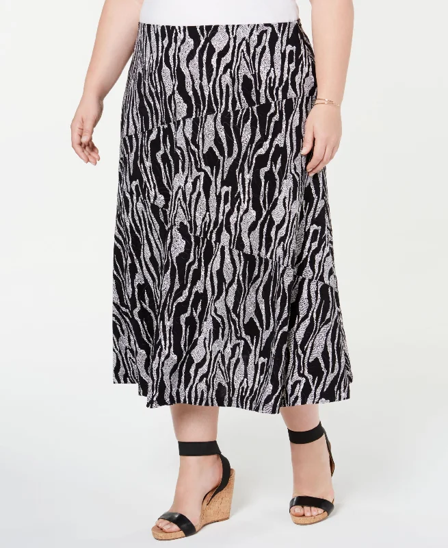 JM Collection Plus Size Printed Jacquard Skirt velvet skirt glossy