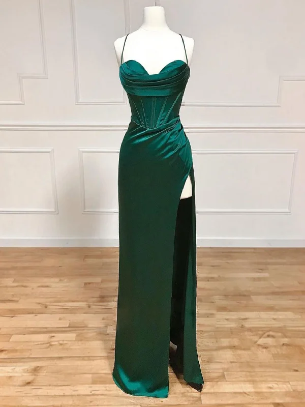Green Sweetheart Neck Satin Long Prom Dress, Green Evening Dresses Tunics Practical durable Green Sweetheart Neck Satin Long Prom Dress, Green Evening Dresses Tunics Practical durable