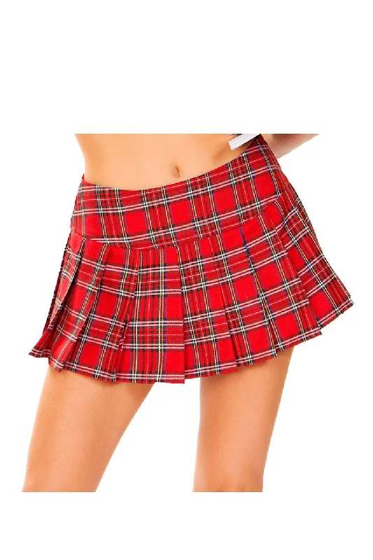 Pleated Red Plaid Skirt chiffon skirt airy
