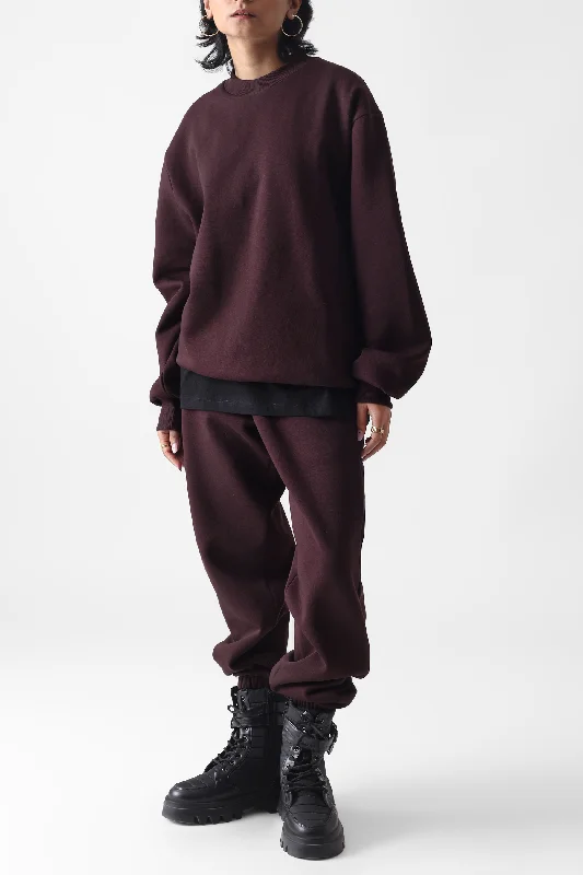 The Wide Fit Sweatshirt : aubergine Hoodie with Embroidery Detailed Premium