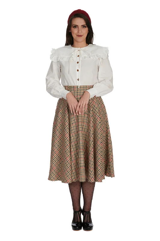 Hilda Check Swing Skirt cashmere skirt soft