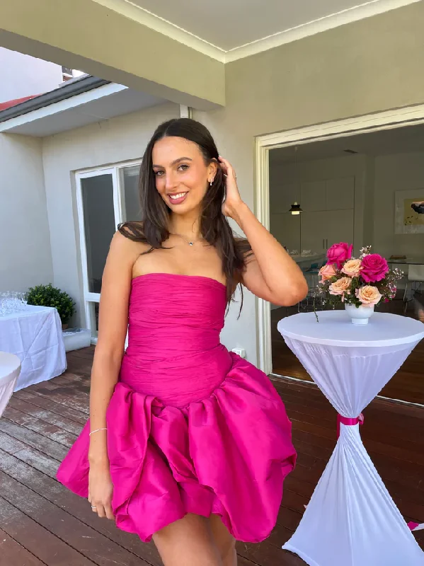 Hot Pink Strapless A-Line Birthday Party Dress Homecoming Dress, DP2464 Tunics Party sparkling Hot Pink Strapless A-Line Birthday Party Dress Homecoming Dress, DP2464 Tunics Party sparkling