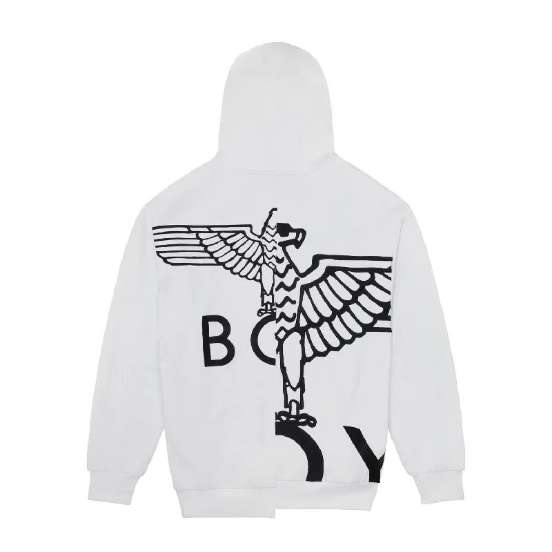 BOY EAGLE TYPO EMBROIDERY HOODIE WOMENS - WHITE Hoodie with Lining Warm Insulated