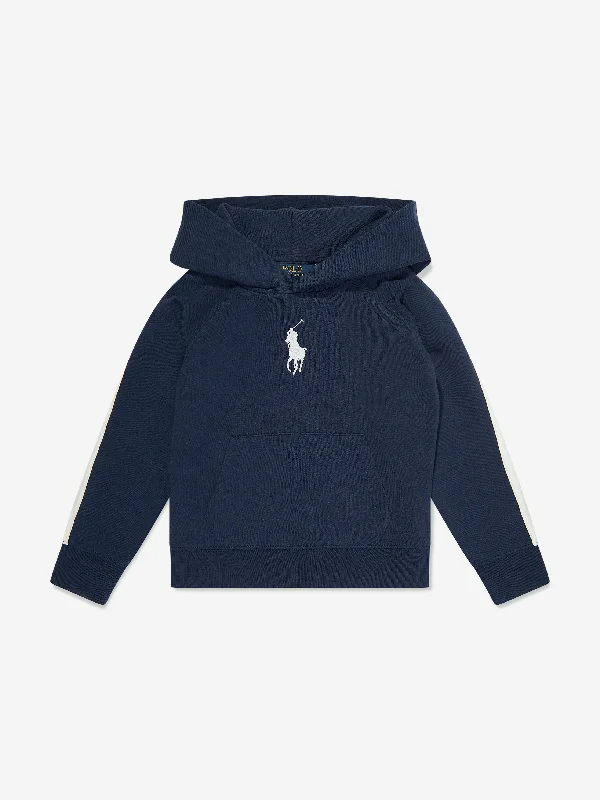 Girls Big Pony Hoodie in Navy Hoodie with Hood Adjustable Protection