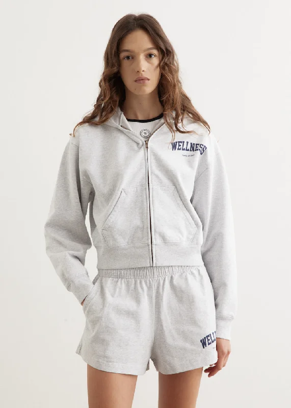 Wellness Ivy Cropped Zip Hoodie Hoodie with Color Block Contrast Stylish