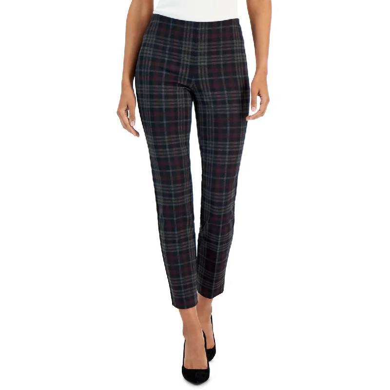 Anne Klein Womens Plaid Pull On Ankle Pants Formal Stretch Pants