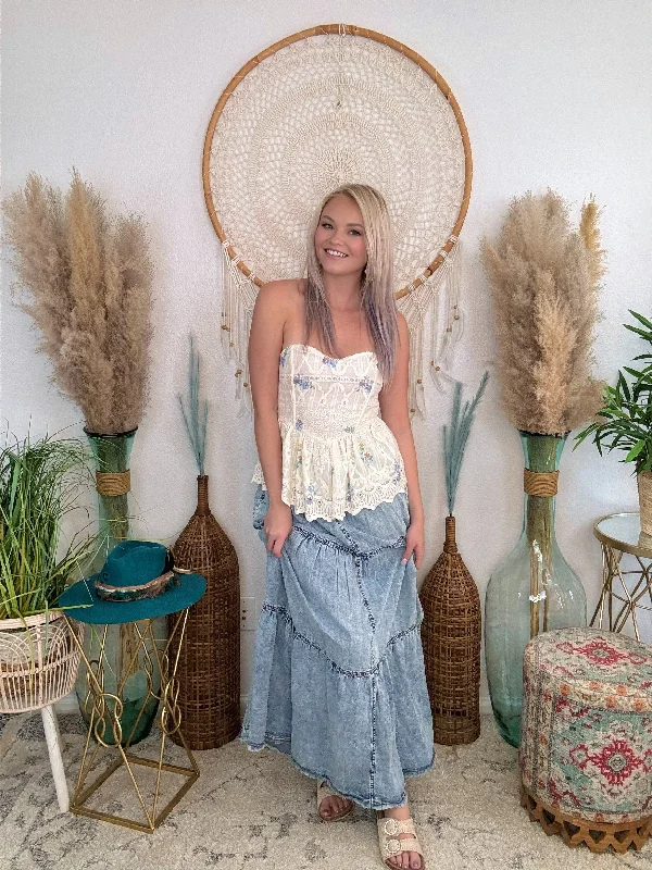 Havana Nights Tencel Maxi Skirt denim skirt classic