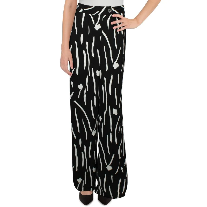 Gracia Womens High Rise Pleated Wide Leg Pants Lightweight Jogger Pants