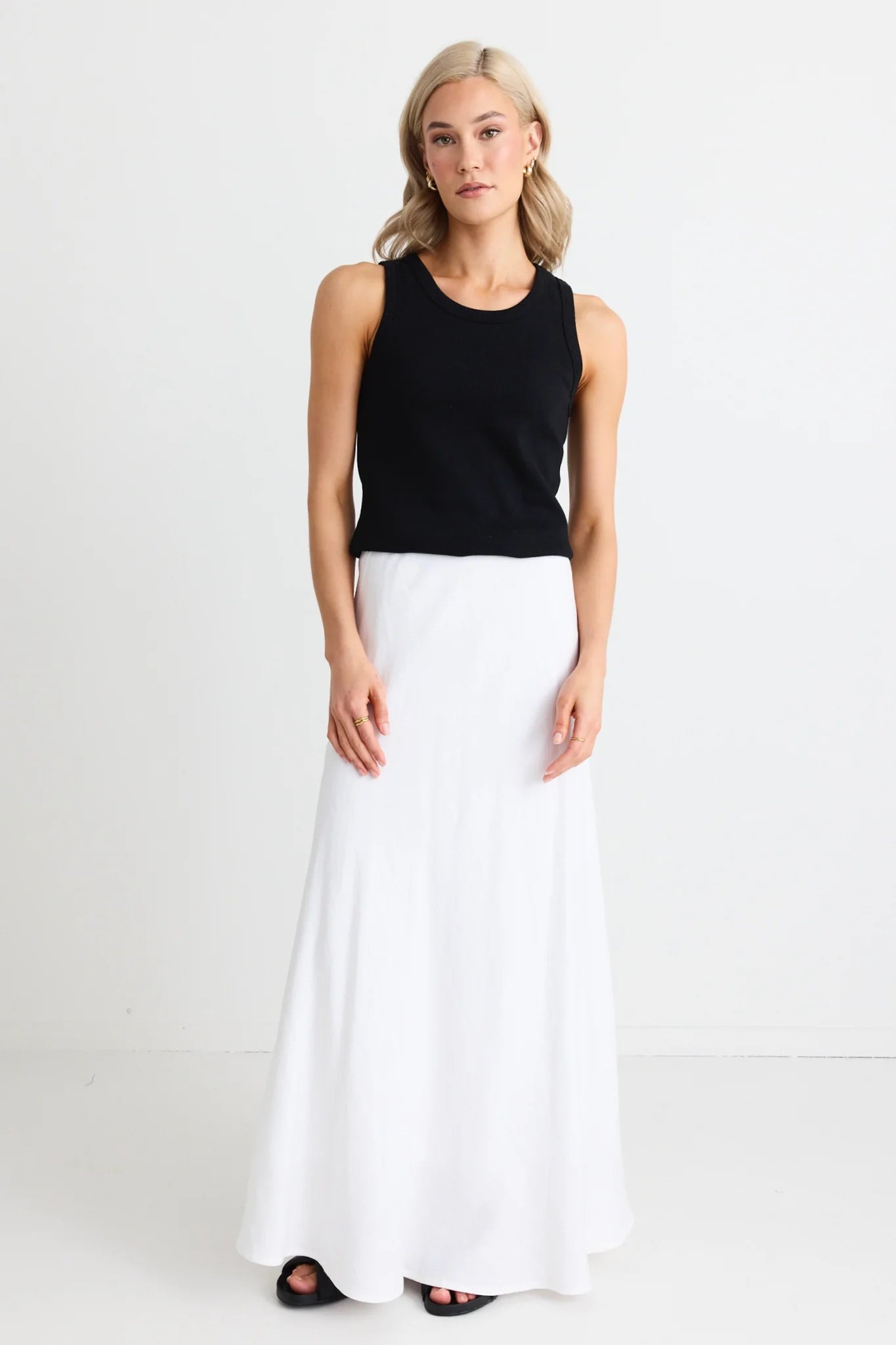 Lagos White Linen Floaty Bias Skirt cotton skirt soft