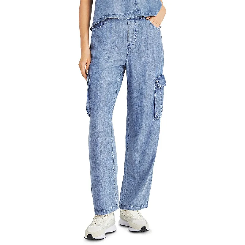 Splendid Womens Lightweight Chambray Cargo Pants Soft Stretch Pants