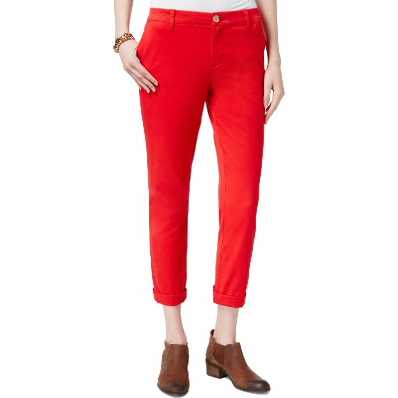 Tommy Hilfiger Womens Hampton Slim Fit Low-Rise Chino Pants Formal Wide-Leg Pants