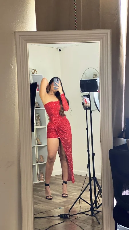 Chic Red Sequin Irregular Hem Party Dress,Red Homecoming Dress Y4301 Tunics Bestseller popular Chic Red Sequin Irregular Hem Party Dress,Red Homecoming Dress Y4301 Tunics Bestseller popular