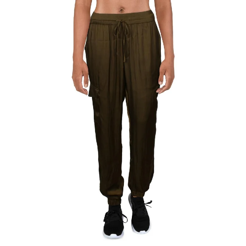 Z Supply Womens Rory High Rise Drawstring Jogger Pants Chic Faux Leather Pants