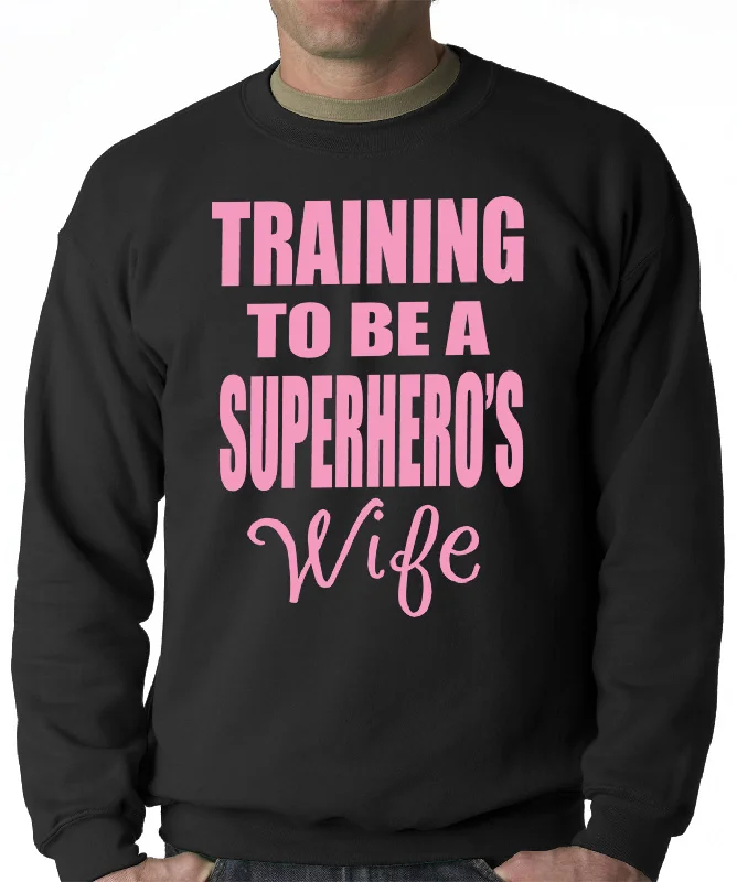Training To Be A Superhero's Wife Crewneck Sweatshirt Hoodie with Puffed Sleeves Voluminous Trendy Training To Be A Superhero's Wife Crewneck Sweatshirt Hoodie with Puffed Sleeves Voluminous Trendy