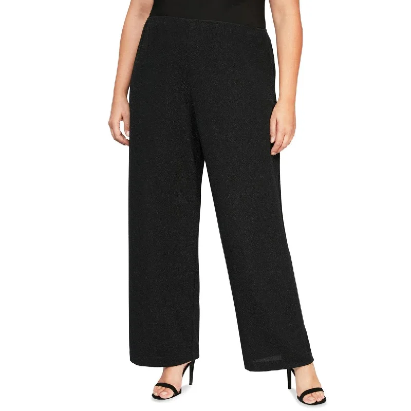 Alex Evenings Womens Plus Metallic Stretch Straight Leg Pants Classic Chino Pants
