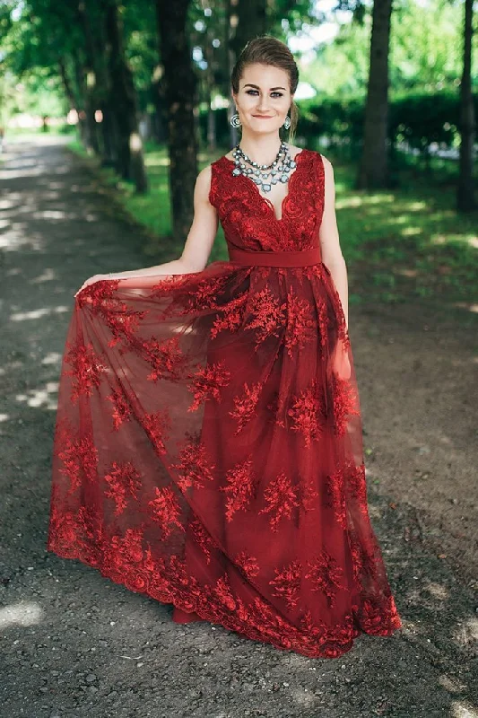 Unique Burgundy Prom Dresses V Neck Straps Long Lace Appliques Party Dresses WK539 Tunics Sale discount Unique Burgundy Prom Dresses V Neck Straps Long Lace Appliques Party Dresses WK539 Tunics Sale discount