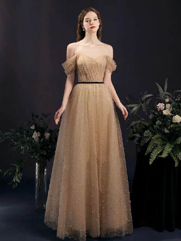 A-Line Sweetheart Neck Champagne Tulle Long Prom Dress. Champagne Formal Dress Tunics Short Trendy A-Line Sweetheart Neck Champagne Tulle Long Prom Dress. Champagne Formal Dress Tunics Short Trendy