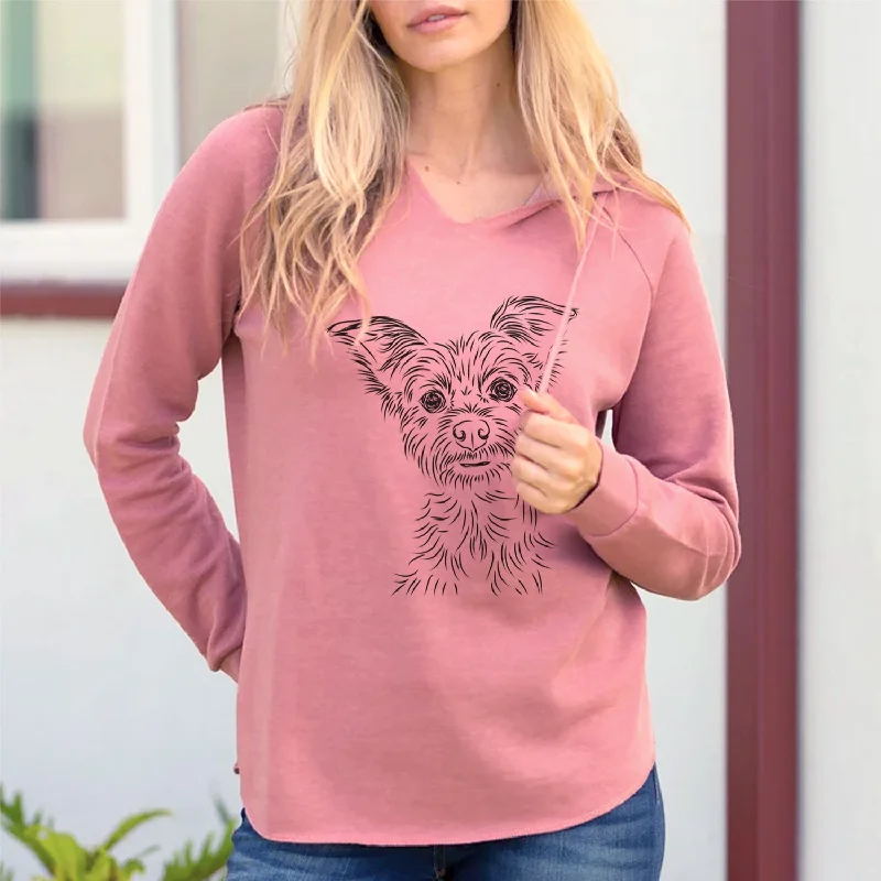 Bare Bingo the Yorkshire Terrier - Cali Wave Hooded Sweatshirt Hoodie with Pastel Soft Subtle Bare Bingo the Yorkshire Terrier - Cali Wave Hooded Sweatshirt Hoodie with Pastel Soft Subtle