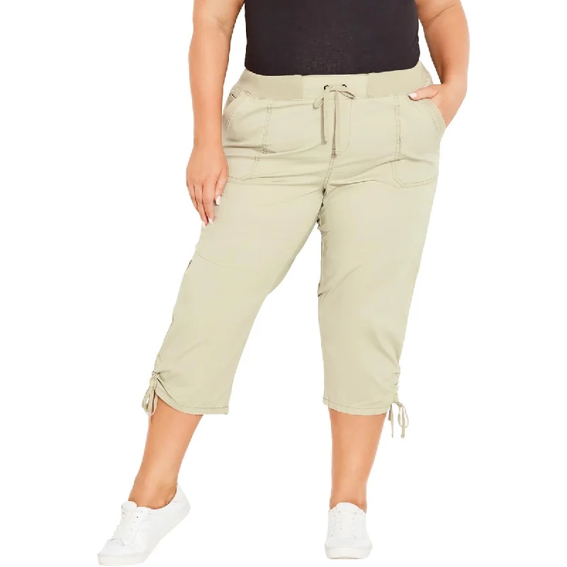 Avenue Womens Plus High Rise Drawstring Capri Pants Cozy Lounge Pants
