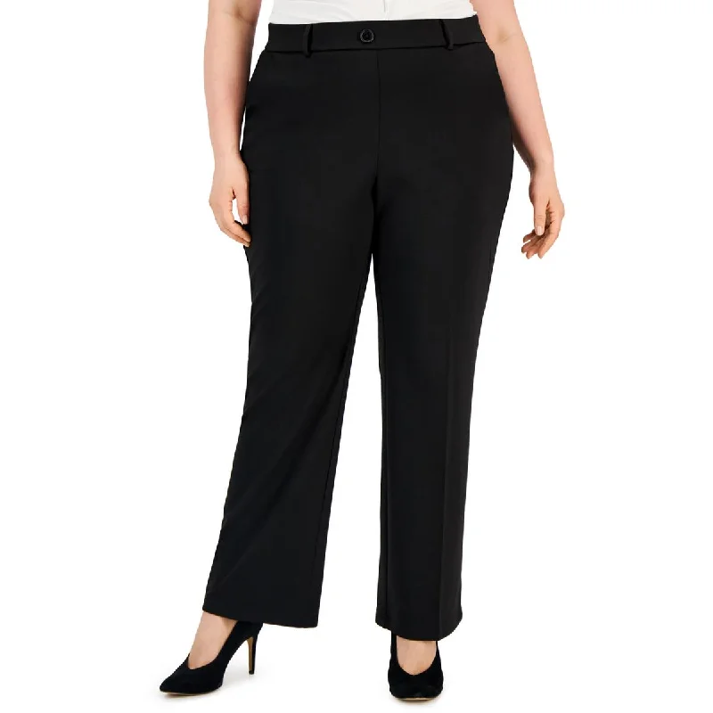 Kasper Womens Plus Mid-Rise Office Straight Leg Pants Comfortable Pleated Pants